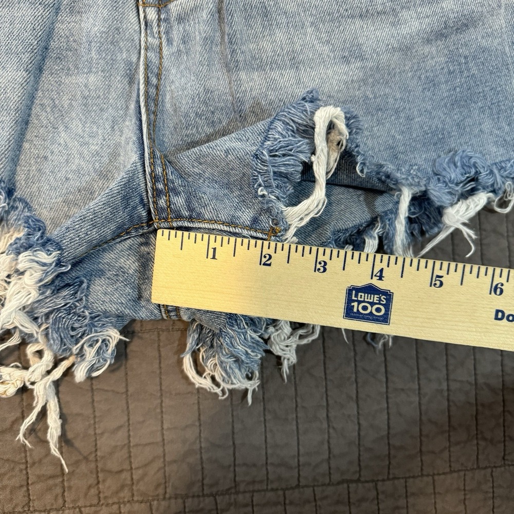 Princess Polly Denim Shorts Women 4 Blue Distressed Raw Hem Casual Summer Jorts - Picture 10 of 12